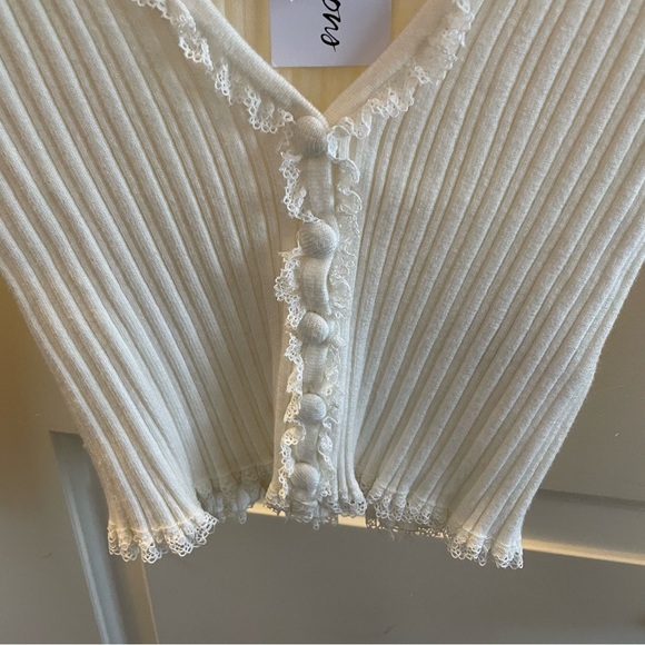 Lena rib knit Cardigan For Love and Lemons NWT white M Victoria secret - Picture 7 of 10